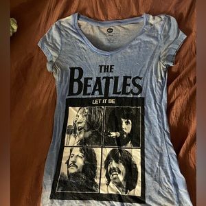 Blue Beatles band shirt. Has been worn, but looks vintage.